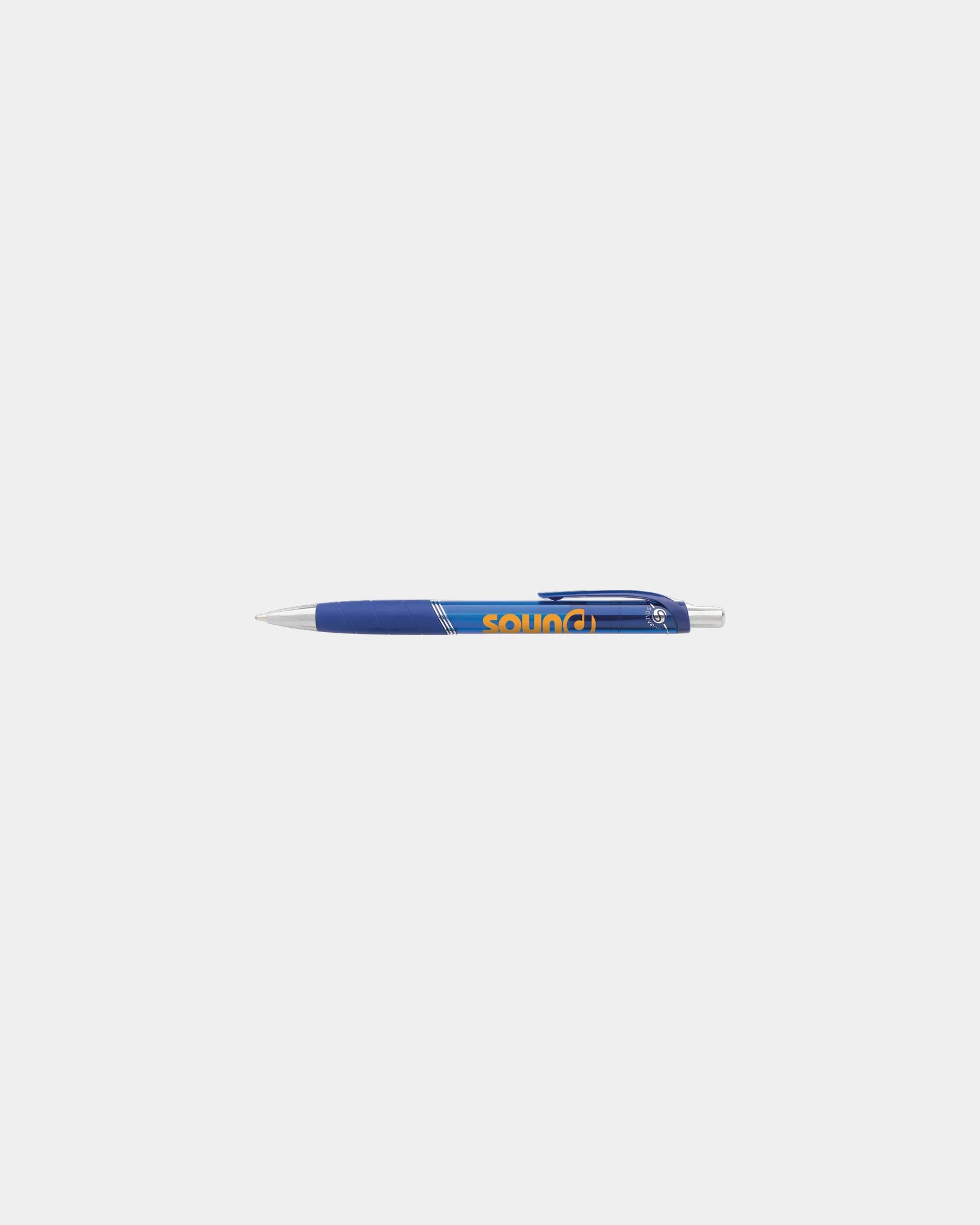 Custom translucent ballpoint pen with rubber grip - Blue